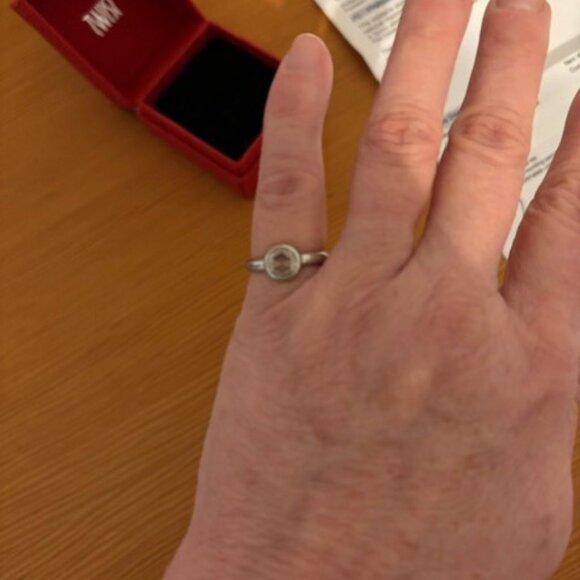 Me & Ro Platinum and Rose Cut Natural Diamond Ring Bezel Set .37 ctw - Picture 5 of 9